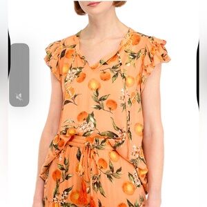 Philosophy top with oranges pattern